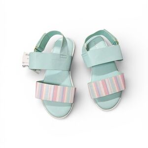 NWT Lucky Brand Rainbow Mint Strap Kids Pastel Sandals 7